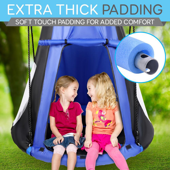 Tree Swing Tent for Kids - Relaxing Fun, Padded Seat, Blue