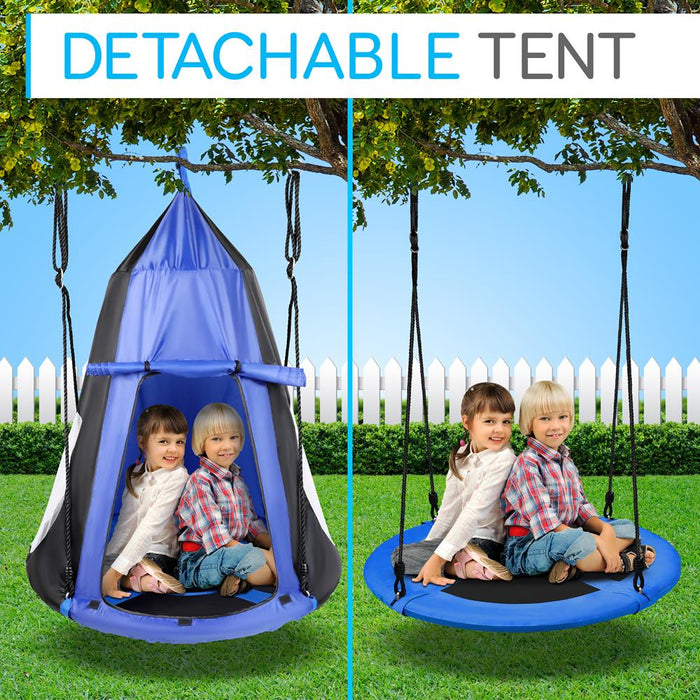 Tree Swing Tent for Kids - Relaxing Fun, Padded Seat, Blue