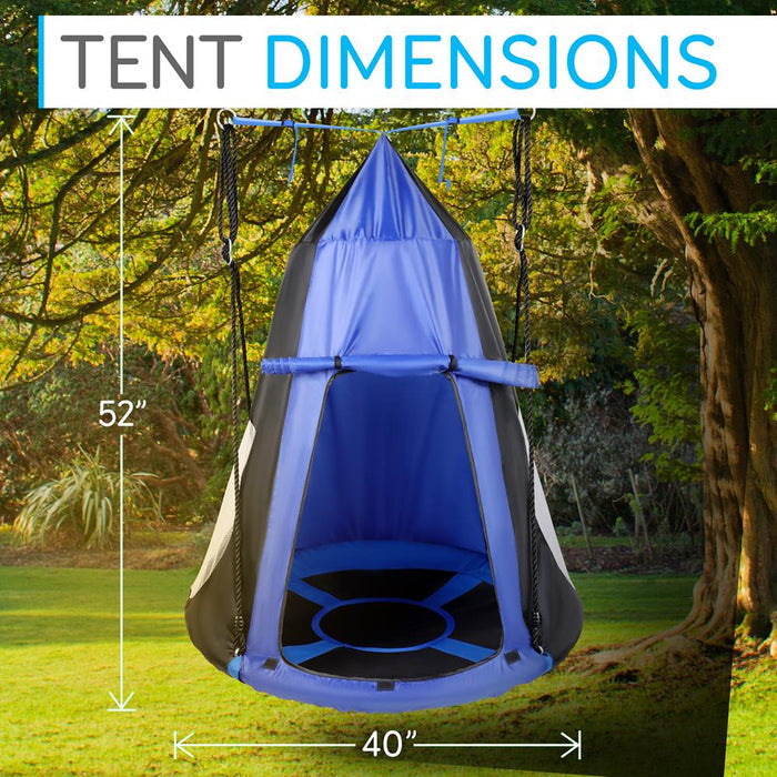 Tree Swing Tent for Kids - Relaxing Fun, Padded Seat, Blue