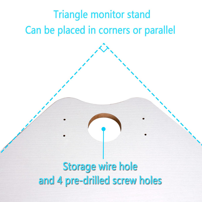Triangle Wood Monitor Stand Riser - White Multi-Purpose Desktop Storage for Computer, Laptop, Printer