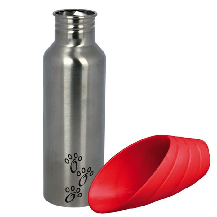 Trixie | Dog Travel Water Dispenser | Cooling Metal Bottle & Bowl - 750ml