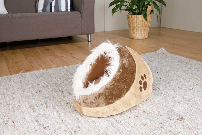 Trixie Minou Cat & Small Dog Cave Bed Beige/Brown 41x35x26cm | Cosy Pet Igloo