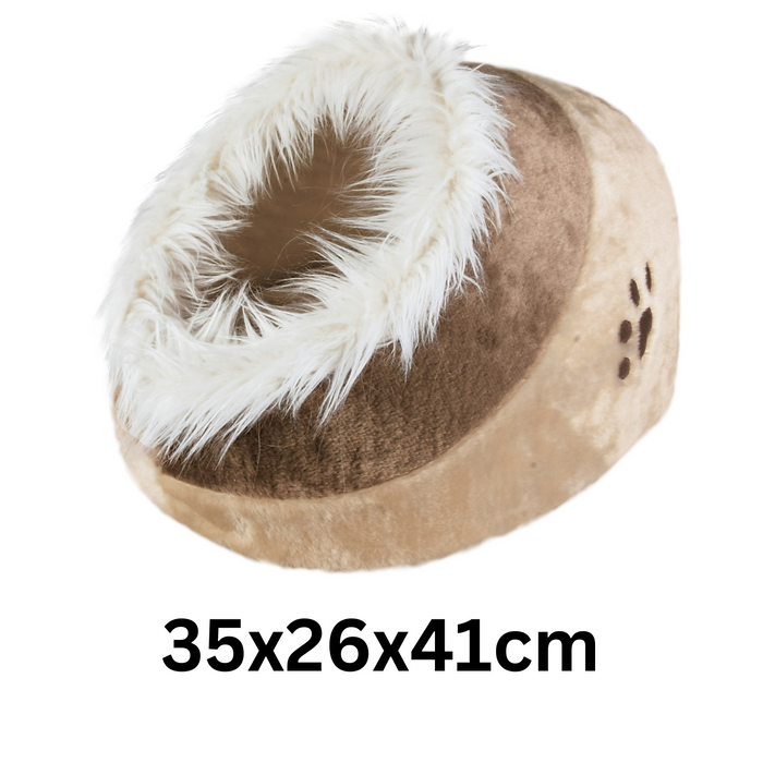 Trixie Minou Cat & Small Dog Cave Bed Beige/Brown 41x35x26cm | Cosy Pet Igloo