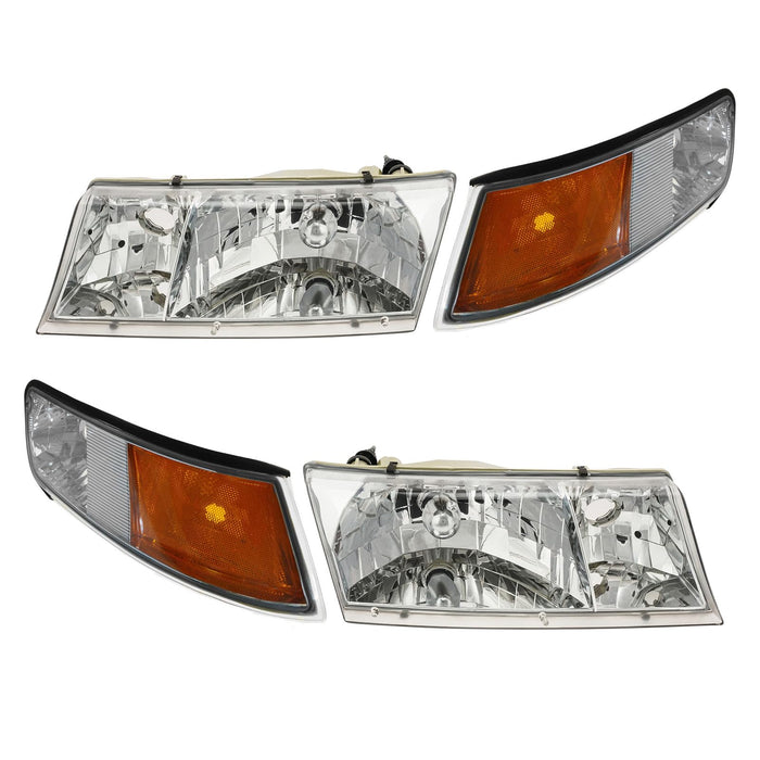 TRQ Headlight Assembly Set for 1998-2002 Mercury Grand Marquis, Driver & Passenger Side, Model LKA87005