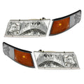 TRQ Headlight Assembly Set for 1998-2002 Mercury Grand Marquis, Driver & Passenger Side, Model LKA87005