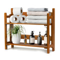 VaeFae Teak Wood Floating Shelves Bathroom, Foldable Wooden Rack Wall Mount, 2 Shelves