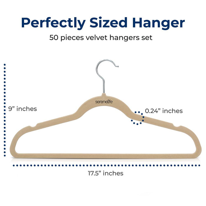 Velvet Hangers 50-Pack, Non-Slip, 360° Swivel Hook, Space-Saving, Ivory
