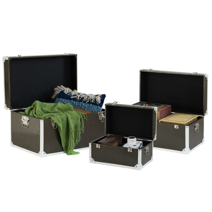 Vintiquewise Faux Leather Storage Trunk Set of 3