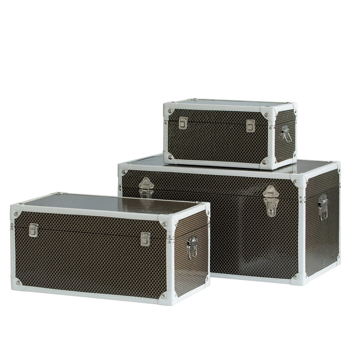 Vintiquewise Faux Leather Storage Trunk Set of 3