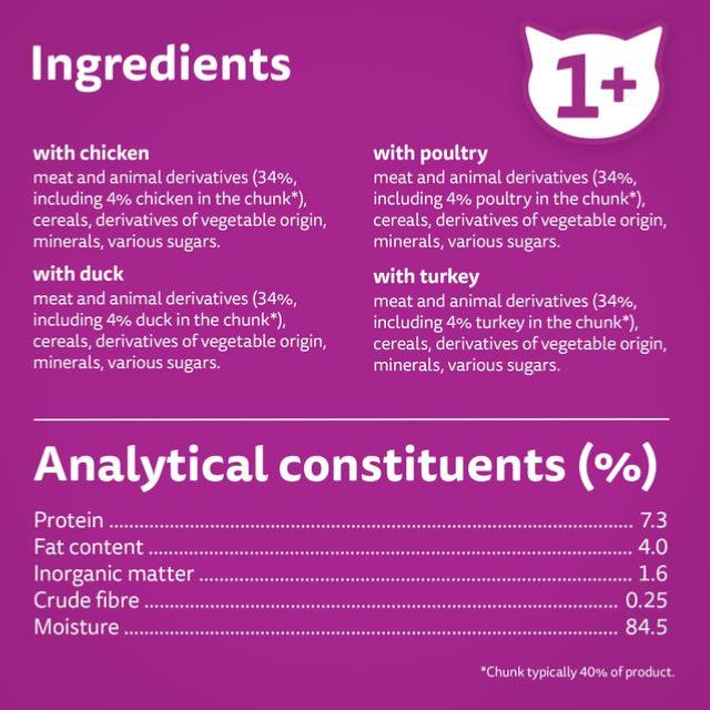 Whiskas | Wet Cat Food Pouches | Adult | Poultry Feasts In Gravy 12 x 85g