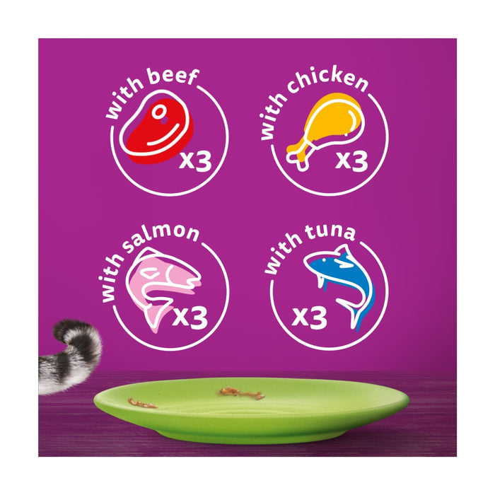 WHISKAS | Wet Cat Food Pouches | Senior 7+ Mixed Menu in Gravy - 12 x 85g
