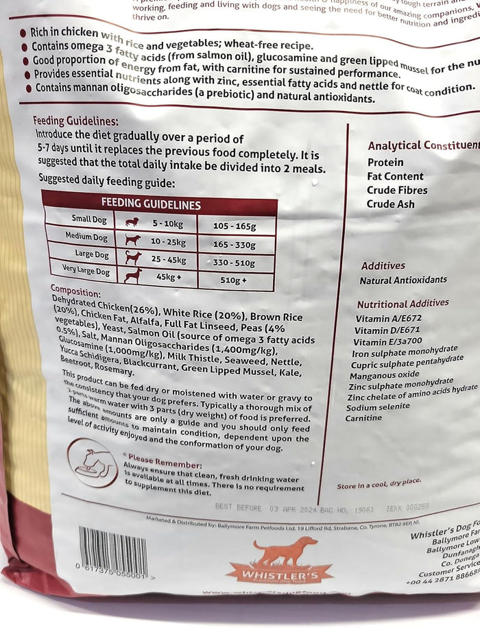 Whistlers Chicken with Rice & Vegetables VAT Free Dry Dog Food