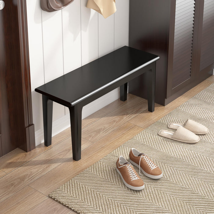 Wilk Wooden Entryway Bench, 39’’ Indoor End of Bed Bench, 100% Solid Oak Wood (Black)
