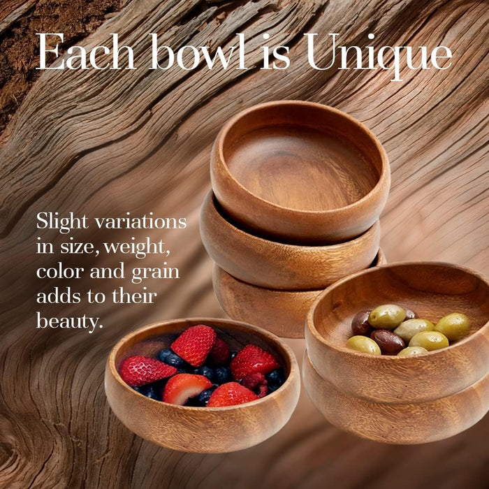 Woodard & Charles Acacia Wood Snack Serving Bowl, 6" x 2" (Set of 6)