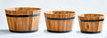 Worth Imports Nested Acacia Wood Barrel Planters, Light Brown, Set of 3, 11", 9.5", 8.5"