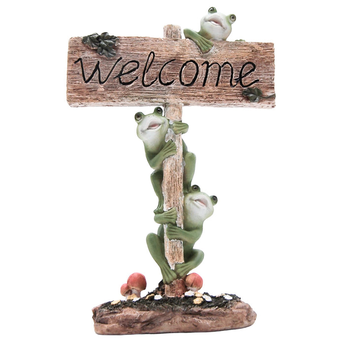 Wowser Whimsical Frog Welcome Garden Statue, Outdoor Decor, 12.75 Inches